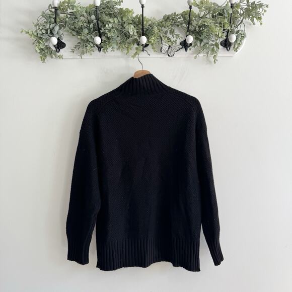 Everlane Black Recycled Cashmere High Neck Long Sleeve Knit Soft Sweater Size S - Picture 3 of 3
